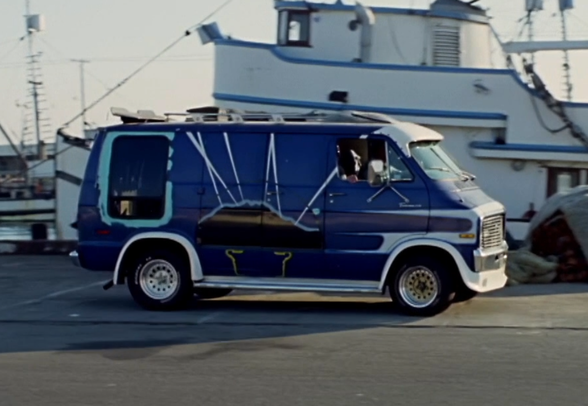 Weird blue van and weird blue boat